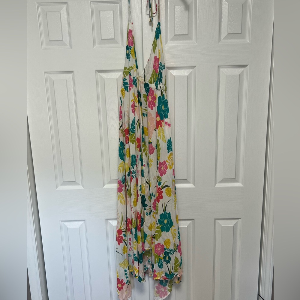 Kate Spade New York Tropical Floral Halter Maxi Dress cover up size Large - Picture 4 of 13